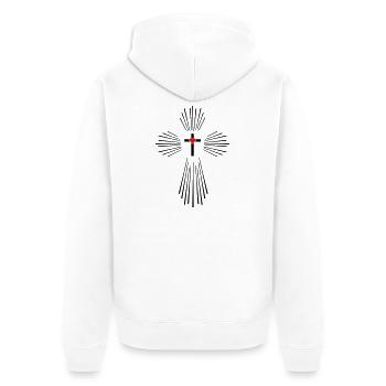 Heiliger Geist Kreuz - Unisex Premium Bio Zip Hoodie - Weiß - Hinten - Thijin (182cm)