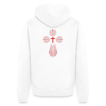 Heiliger Geist Kreuz - Unisex Premium Bio Zip Hoodie - Weiß - Hinten - Thijin (182cm)