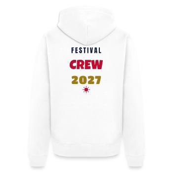 Festival Crew 2027 Squad Gruppe Outfit - Unisex Premium Bio Zip Hoodie - Weiß - Hinten - Thijin (182cm)