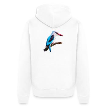 Woodland_Kingfisher - Unisex Premium Bio Zip Hoodie - Weiß - Hinten - Thijin (182cm)