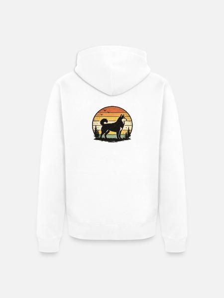 Waldwolf Retro-Sonnenuntergang - Unisex Premium Bio Zip Hoodie - Weiß