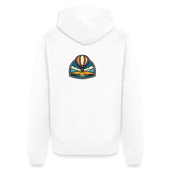 Sonnenaufgang Ballon über Meer - Unisex Premium Bio Zip Hoodie - Weiß - Hinten - Thijin (182cm)