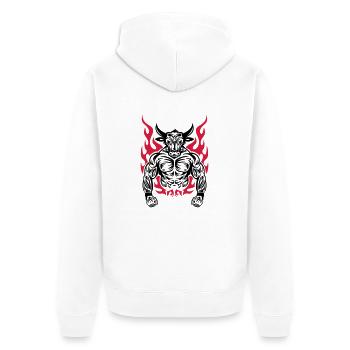 Minotaurus - Unisex Premium Bio Zip Hoodie - Weiß - Hinten - Thijin (182cm)