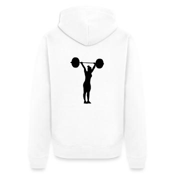 Stoßen Endposition Frau - Unisex Premium Bio Zip Hoodie - Weiß - Hinten - Thijin (182cm)