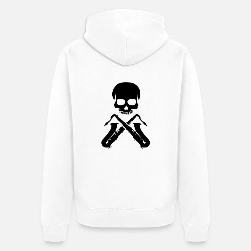Saxophone Player Skull - Veste à capuche bio Premium Unisexe - blanc
