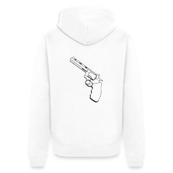 Revolver / Pistole - Unisex Premium Bio Zip Hoodie - Weiß - Hinten - Thijin (182cm)
