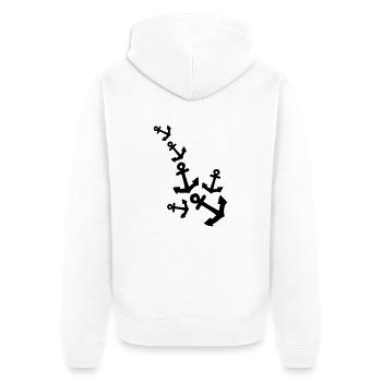 Anchor pattern line - Unisex Premium Organic Zip Hoodie - white - Back - Thijin (182cm)