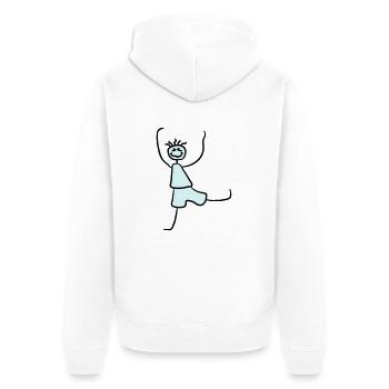 Verrückter glücklicher tanzender lustiger Junge - Unisex Premium Bio Zip Hoodie - Weiß - Hinten - Thijin (182cm)