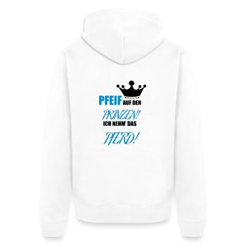 Ich nehm das Pferd! Pfeif auf den Prinzen - Unisex Premium Bio Zip Hoodie - Weiß - Hinten - Thijin (182cm)