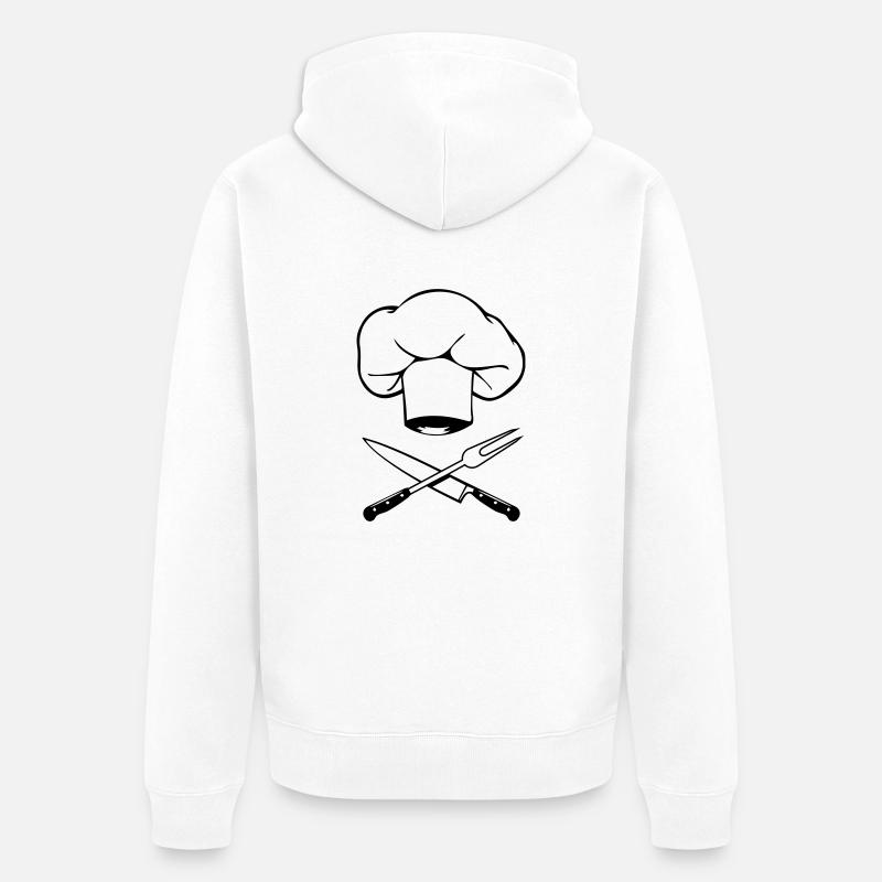 kochen kochmütze messer gabel design - Unisex Premium Bio Zip Hoodie - Weiß