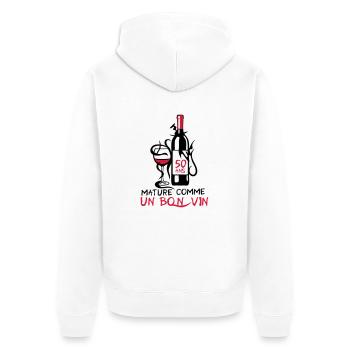 50 ans mature bouteille vin anniversaire - Veste à capuche bio Premium Unisexe - blanc - Dos - Thijin (182cm)