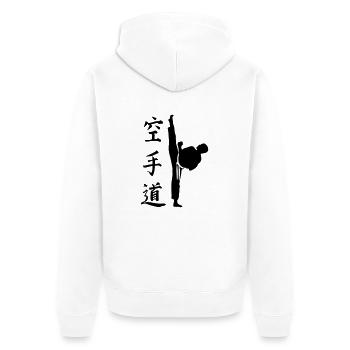 kampfsport - Unisex Premium Bio Zip Hoodie - Weiß - Hinten - Thijin (182cm)