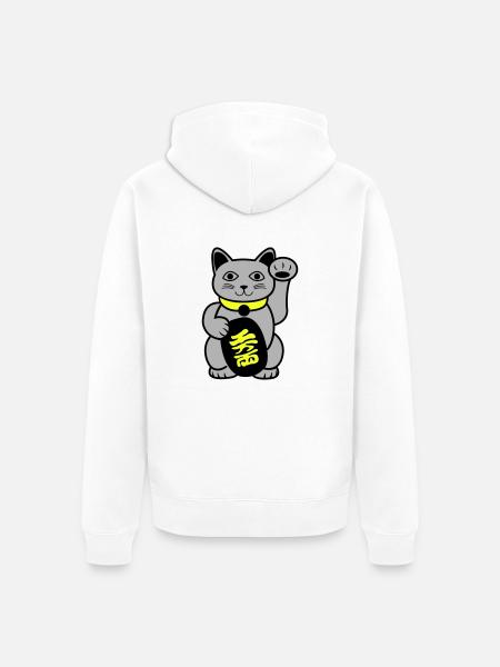 Maneki Waving Chat - Veste à capuche bio Premium Unisexe - blanc