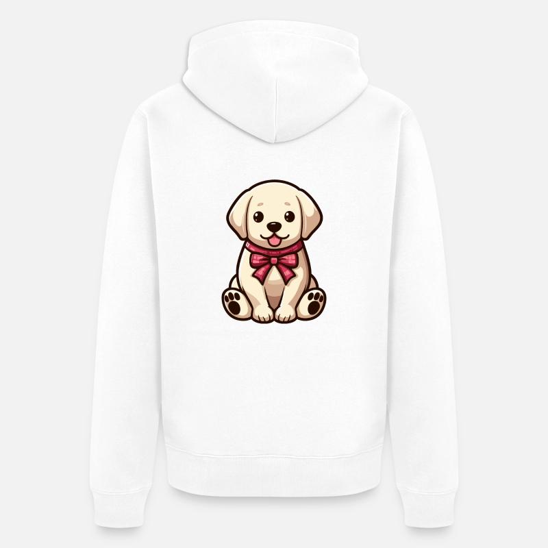 Mignon petit chien - Labrador - Veste à capuche bio Premium Unisexe - blanc