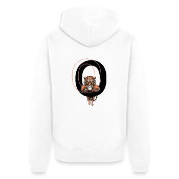 Buchstabe O Tiger - Geschenkidee - Unisex Premium Bio Zip Hoodie - Weiß - Hinten - Thijin (182cm)