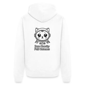 Weltraumkatze - Schwerelosigkeit, Volle Niedlichkeit Design - Unisex Premium Bio Zip Hoodie - Weiß - Hinten - Thijin (182cm)