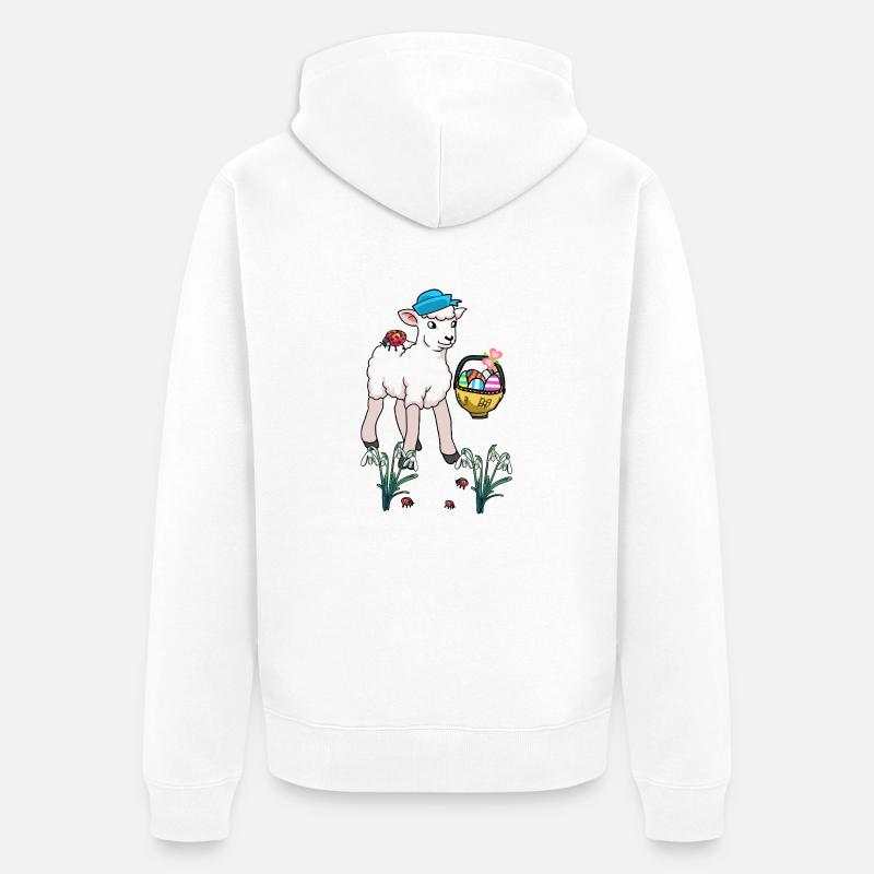 Easter Sheep Sheep Easter Eggs Child Easter Lamb - Unisex Premium Organic Zip Hoodie - white