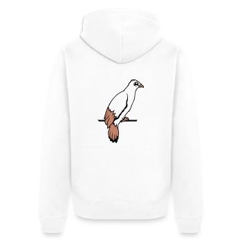 Bird Raven Dove Sitting Cable Hawk Eagle Birdie - Unisex Premium Organic Zip Hoodie - white - Back - Thijin (182cm)