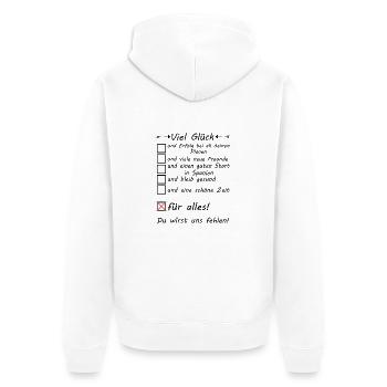 nach Spanien Auswandern für Auswanderer Abschied - Unisex Premium Bio Zip Hoodie - Weiß - Hinten - Thijin (182cm)