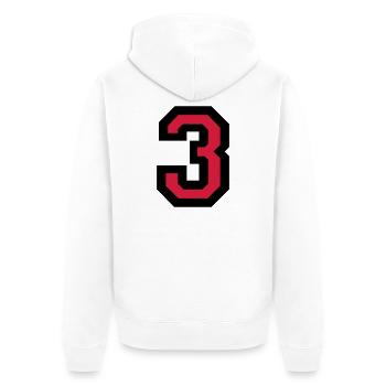 Numéro trois - Le numéro 3 - Veste à capuche bio Premium Unisexe - blanc - Dos - Thijin (182cm)