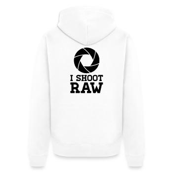 I Shoot Film – Analog Kamera ?-Format Design - Unisex Premium Bio Zip Hoodie - Weiß - Hinten - Thijin (182cm)