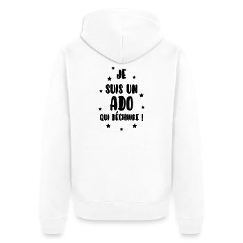 Teenager / Jugendliche / Jugendlicher / Kind - Unisex Premium Bio Zip Hoodie - Weiß - Hinten - Thijin (182cm)