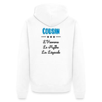 Onkel / Tante / Vetter / Cousin / Kusine - Unisex Premium Bio Zip Hoodie - Weiß - Hinten - Thijin (182cm)
