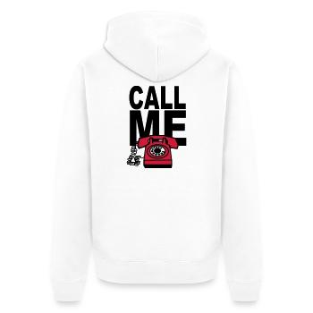 CALL ME - Unisex Premium Organic Zip Hoodie - white - Back - Thijin (182cm)