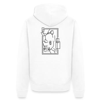 Nashorn im geometrischen Design - Unisex Premium Bio Zip Hoodie - Weiß - Hinten - Thijin (182cm)