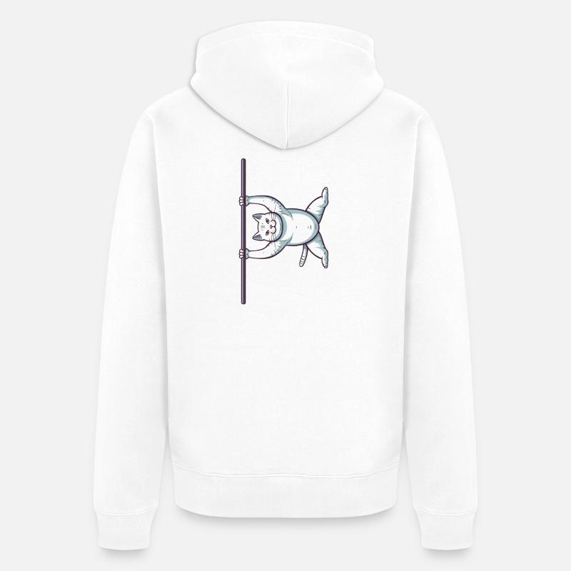 Chat comique blanc dans Iron X - Veste à capuche bio Premium Unisexe - blanc
