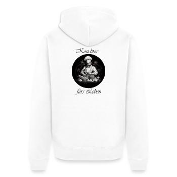 Konditor für Leben - Unisex Premium Bio Zip Hoodie - Weiß - Hinten - Thijin (182cm)