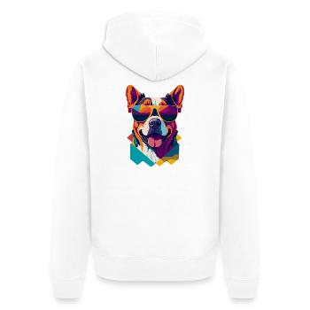 Pawsome Attitude: Retro Hunde-T-Shirt - Unisex Premium Bio Zip Hoodie - Weiß - Hinten - Thijin (182cm)