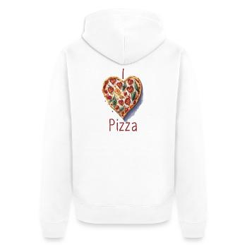 Ich liebe Pizza - Unisex Premium Bio Zip Hoodie - Weiß - Hinten - Thijin (182cm)