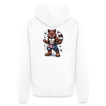 Quokka Australien Kämpfer Design - Unisex Premium Bio Zip Hoodie - Weiß - Hinten - Thijin (182cm)