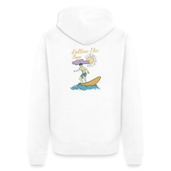 Follow the Sun - Unisex Premium Bio Zip Hoodie - Weiß - Hinten - Thijin (182cm)