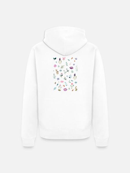 Aquarell Blumen auf Schwarz - Unisex Premium Bio Zip Hoodie - Weiß