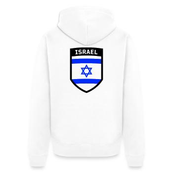 Wappen Israel Davidstern Jewish Flagge Fahne Stand - Unisex Premium Bio Zip Hoodie - Weiß - Hinten - Thijin (182cm)