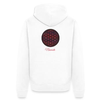 Namaste – Red & Black Flower of Life - Unisex Premium Organic Zip Hoodie - white - Back - Thijin (182cm)