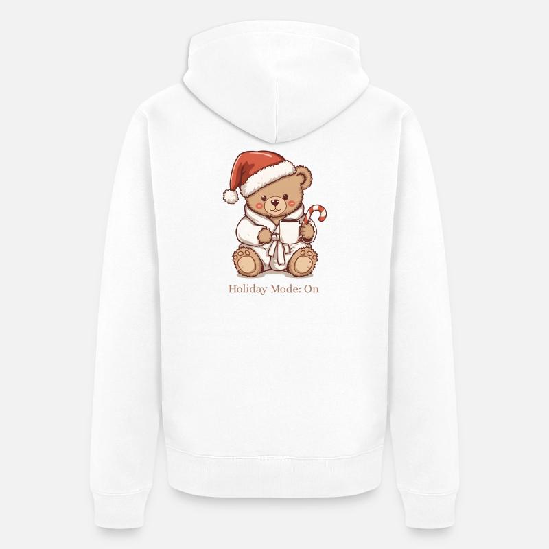 Cozy Teddy Xmas – Mode vacances : Activé - Veste à capuche bio Premium Unisexe - blanc