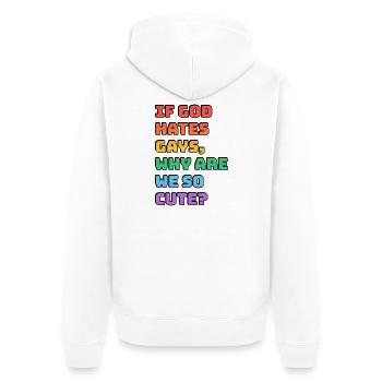 Cute Pride Rainbow Tee - Unisex Premium Organic Zip Hoodie - white - Back - Thijin (182cm)