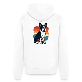 Buntes Boston Terrier Hundemotiv - Unisex Premium Bio Zip Hoodie - Weiß - Hinten - Thijin (182cm)