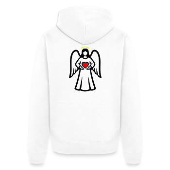 engel-paar-mit-herz-piktogramm-2 - Unisex Premium Bio Zip Hoodie - Weiß - Hinten - Thijin (182cm)