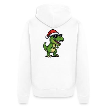 T-Rex Santa with sunglasses - Unisex Premium Organic Zip Hoodie - white - Back - Thijin (182cm)