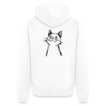 Curious Cat - Hand drawn sketch - Unisex Premium Organic Zip Hoodie - white - Back - Thijin (182cm)