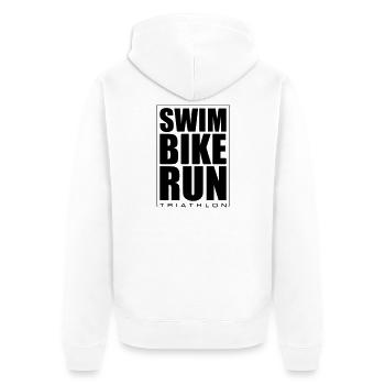 Triathlon Natation Course Cyclisme - Veste à capuche bio Premium Unisexe - blanc - Dos - Thijin (182cm)