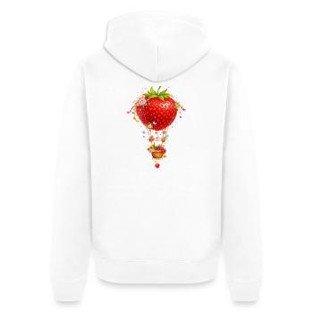 Strawberry Hot Air Balloon Fantasy - Unisex Premium Organic Zip Hoodie - white - Back - Thijin (182cm)