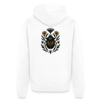 Goldenes Insekt im Pflanzenkranz - Unisex Premium Bio Zip Hoodie - Weiß - Hinten - Thijin (182cm)