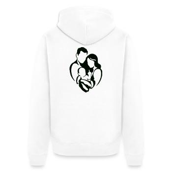 Familiensilhouette liebt den Mittelfinger - Unisex Premium Bio Zip Hoodie - Weiß - Hinten - Thijin (182cm)