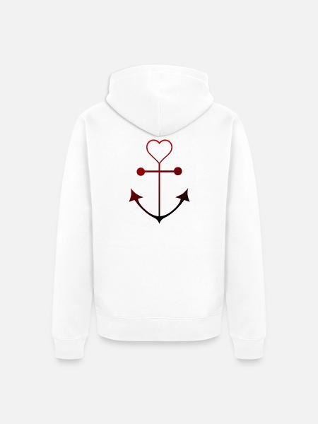 Herzanker - Unisex Premium Bio Zip Hoodie - Weiß