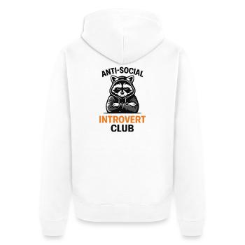 Sweat à capuche du club de ratons laveurs introvertis - Veste à capuche bio Premium Unisexe - blanc - Dos - Thijin (182cm)